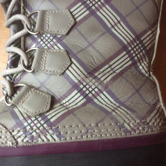 Sorel Gray & Purple Plaid Waterproof 1964 Pac Winter Boots with Liners Size 11 - Picture 8 of 9